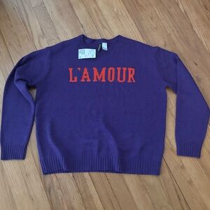 H & M Divided Knit Purple Sweater with Red 'L'AMOUR' Text Valentine’s Day